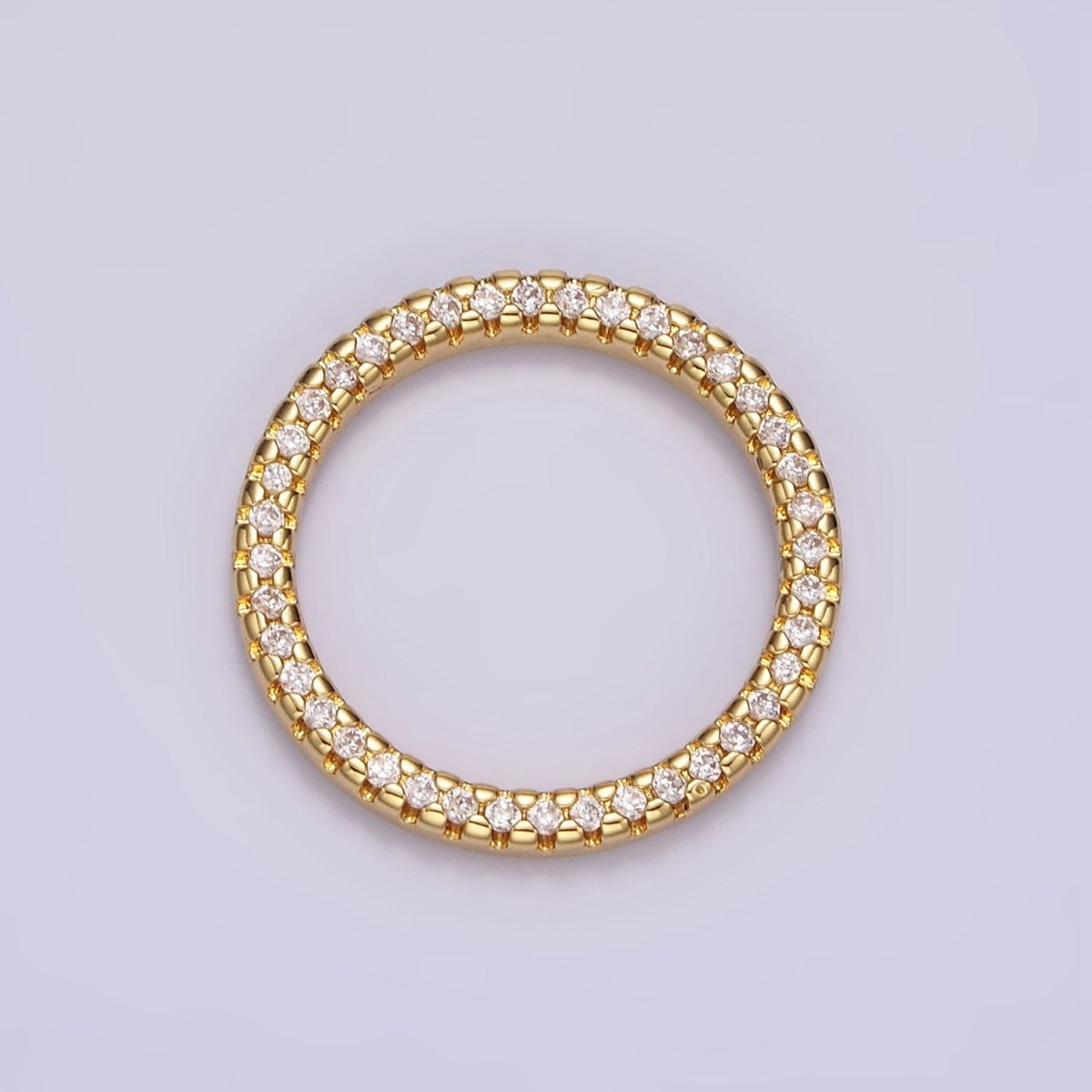 14K Gold Filled 15.5mm Open Round Clear Micro Paved CZ Charm Supply | Z-477 - DLUXCA