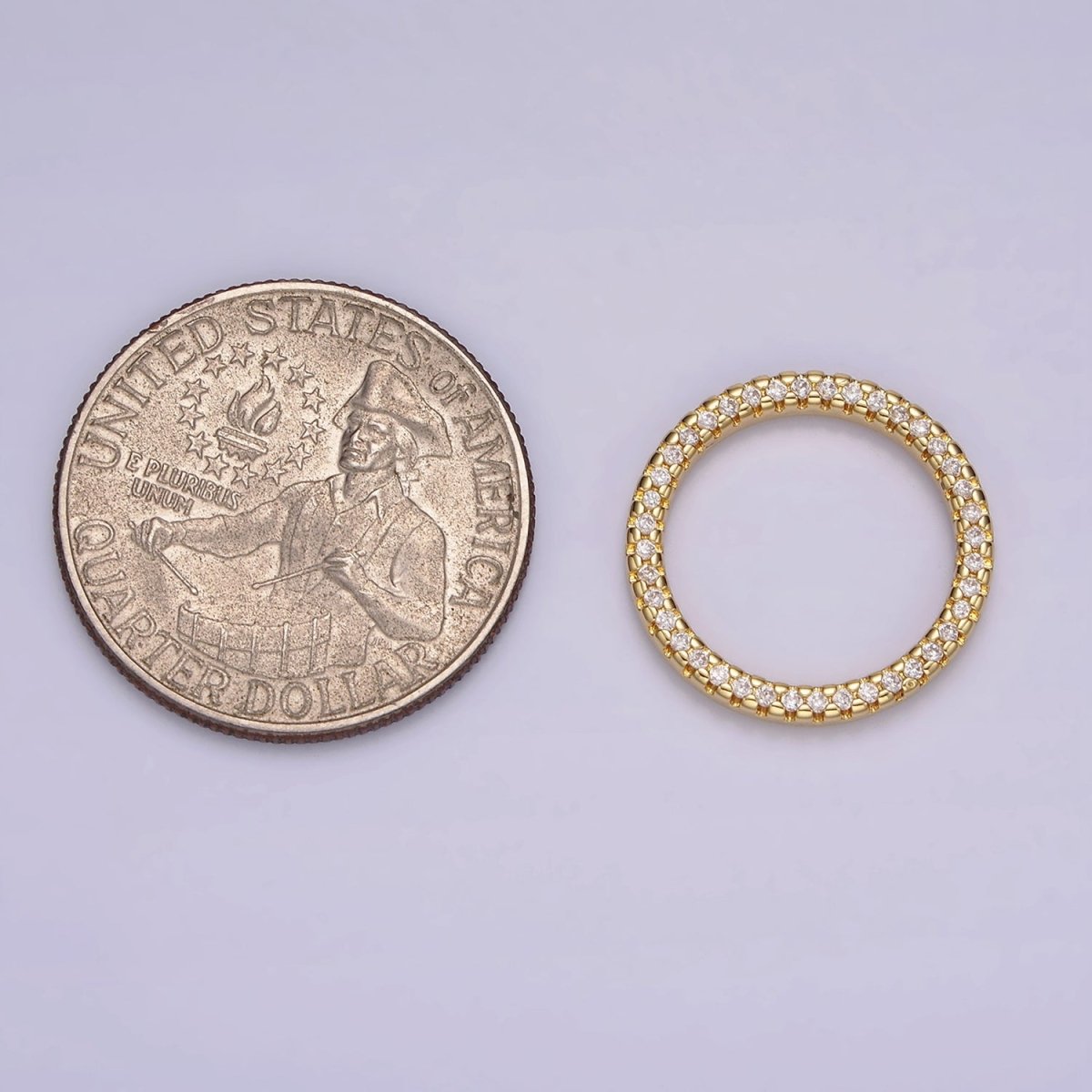 14K Gold Filled 15.5mm Open Round Clear Micro Paved CZ Charm Supply | Z-477 - DLUXCA