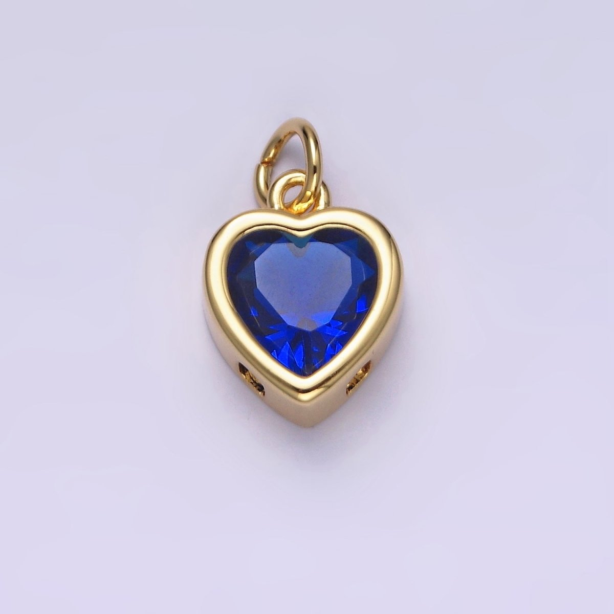 14K Gold Filled 15.5mm Personalized Birthstone Heart Cubic Zirconia CZ Bezel Charm in Silver & Gold | N1551 - N1574 - DLUXCA