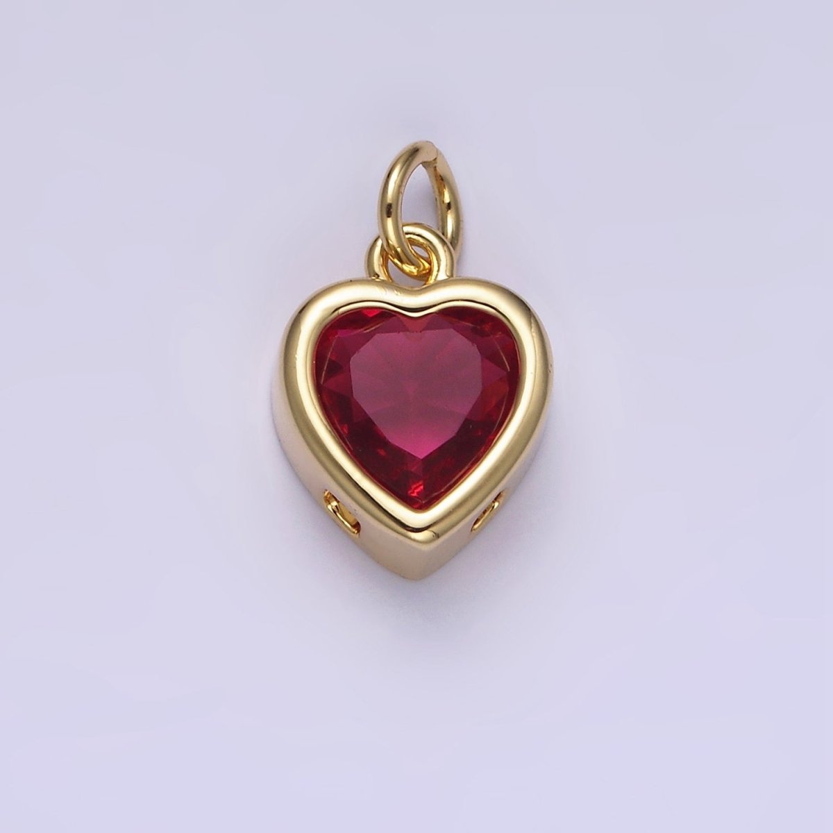 14K Gold Filled 15.5mm Personalized Birthstone Heart Cubic Zirconia CZ Bezel Charm in Silver & Gold | N1551 - N1574 - DLUXCA
