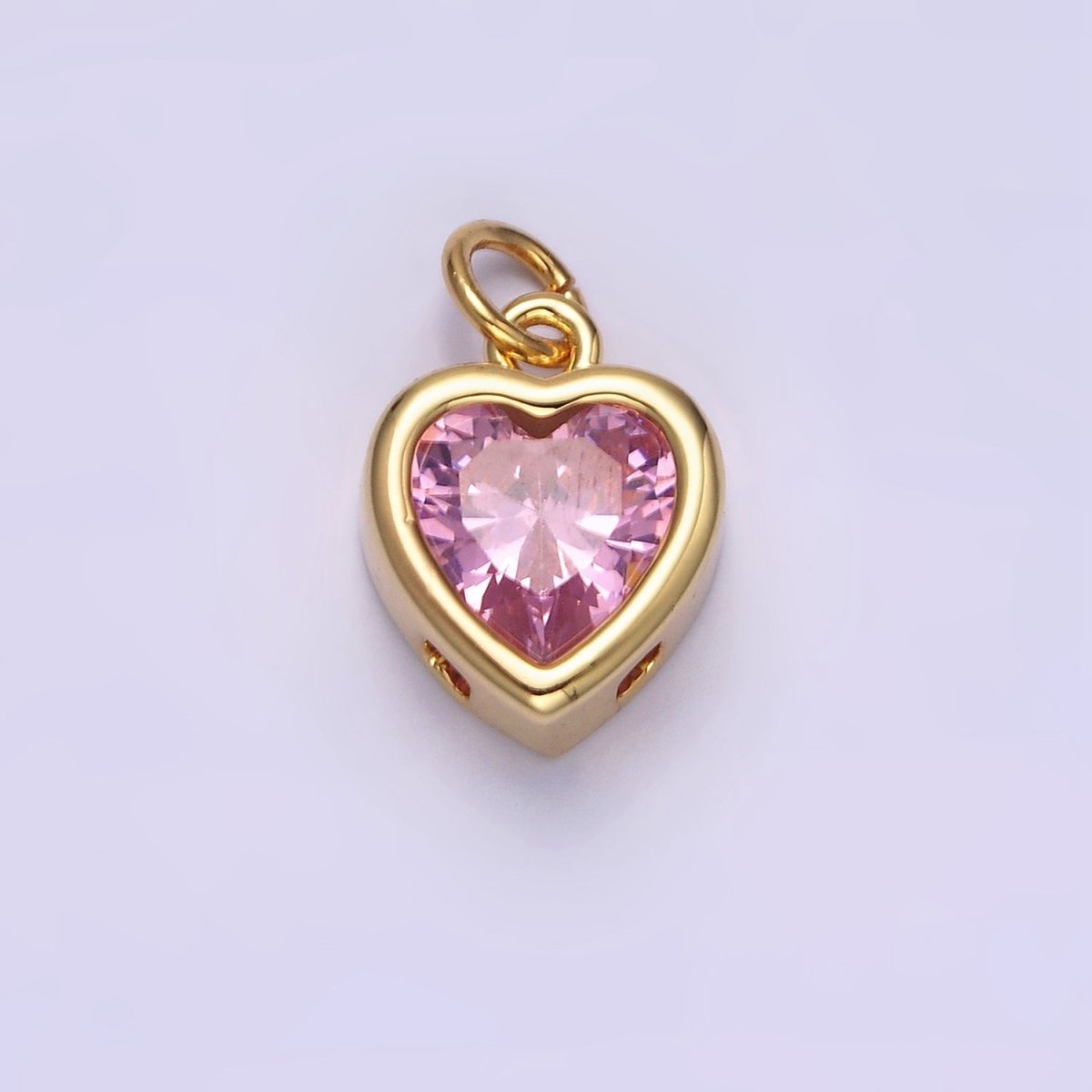 14K Gold Filled 15.5mm Personalized Birthstone Heart Cubic Zirconia CZ Bezel Charm in Silver & Gold | N1551 - N1574 - DLUXCA