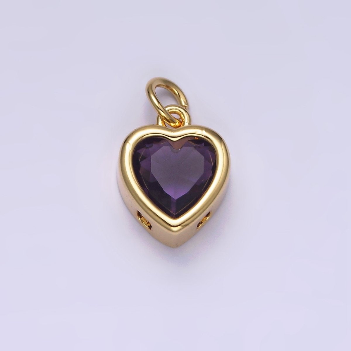14K Gold Filled 15.5mm Personalized Birthstone Heart Cubic Zirconia CZ Bezel Charm in Silver & Gold | N1551 - N1574 - DLUXCA