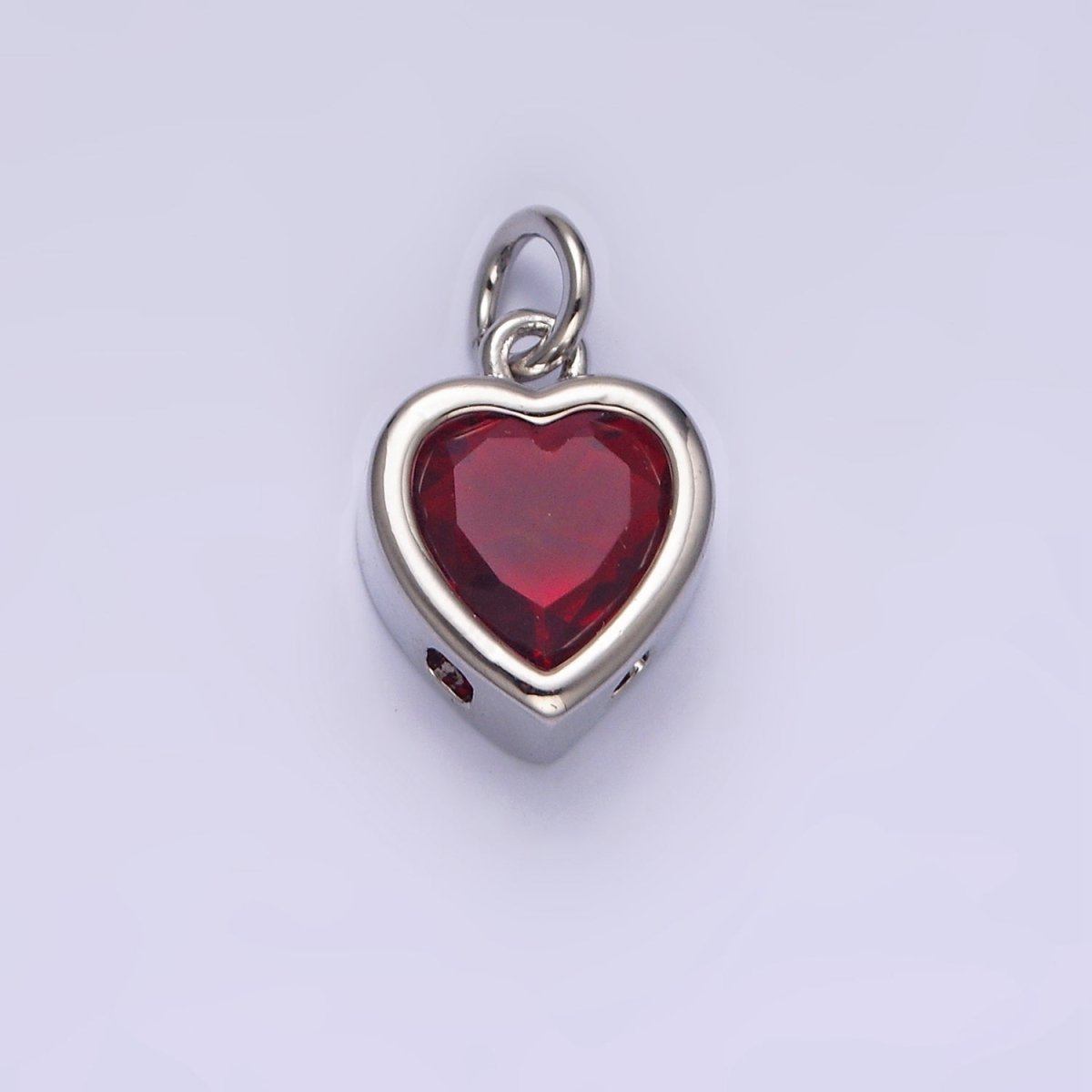 14K Gold Filled 15.5mm Personalized Birthstone Heart Cubic Zirconia CZ Bezel Charm in Silver & Gold | N1551 - N1574 - DLUXCA