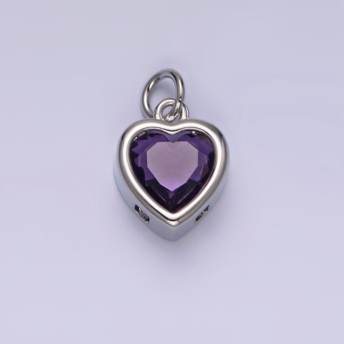 14K Gold Filled 15.5mm Personalized Birthstone Heart Cubic Zirconia CZ Bezel Charm in Silver & Gold | N1551 - N1574 - DLUXCA