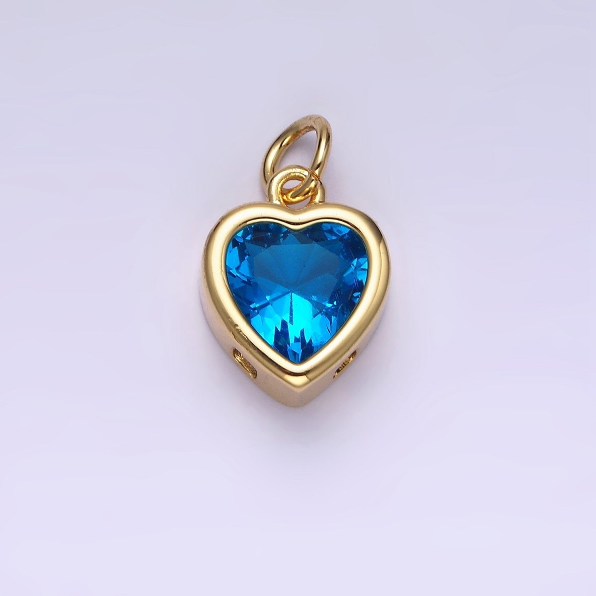 14K Gold Filled 15.5mm Personalized Birthstone Heart Cubic Zirconia CZ Bezel Charm in Silver & Gold | N1551 - N1574 - DLUXCA