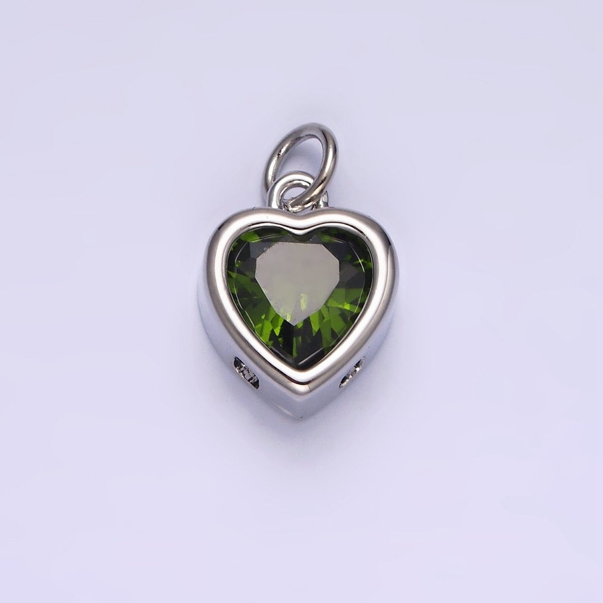 14K Gold Filled 15.5mm Personalized Birthstone Heart Cubic Zirconia CZ Bezel Charm in Silver & Gold | N1551 - N1574 - DLUXCA