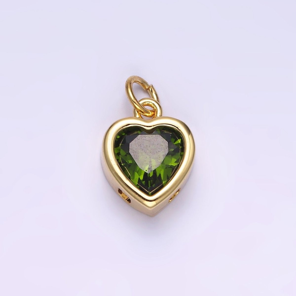 14K Gold Filled 15.5mm Personalized Birthstone Heart Cubic Zirconia CZ Bezel Charm in Silver & Gold | N1551 - N1574 - DLUXCA