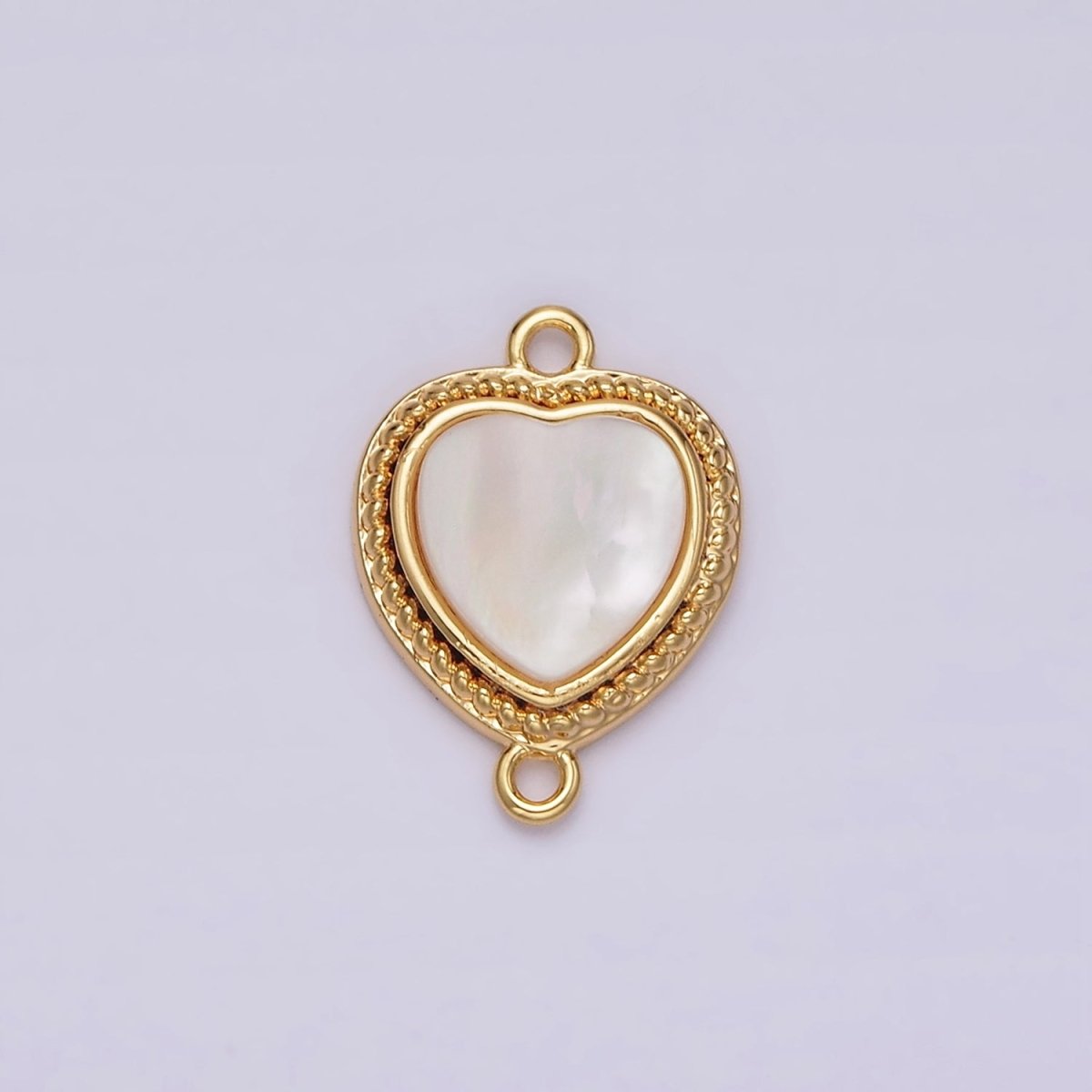 14K Gold Filled 15.5mm Shell Pearl Braided Bezel Heart Connector | G-061 - DLUXCA