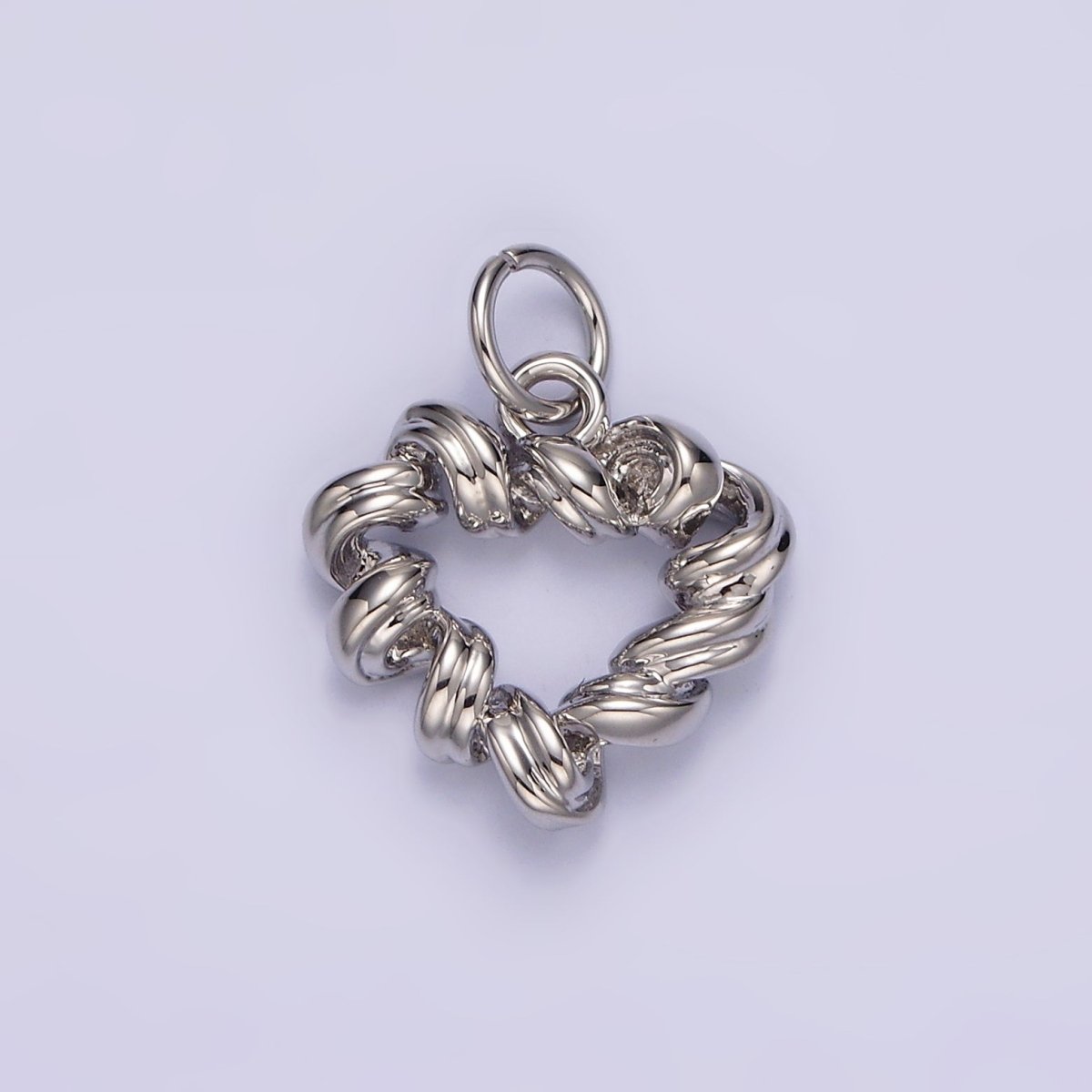 14K Gold Filled 15.5mm Twisted Spiral Coil Open Heart Charm in Gold & Silver | N1104 N1105 - DLUXCA