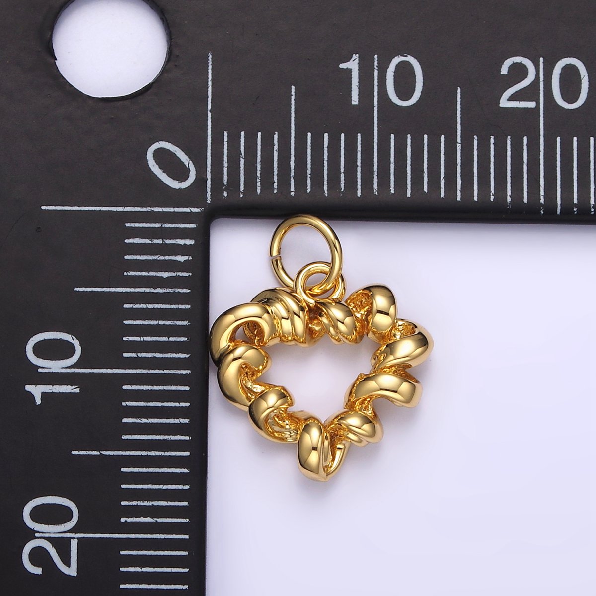 14K Gold Filled 15.5mm Twisted Spiral Coil Open Heart Charm in Gold & Silver | N1104 N1105 - DLUXCA