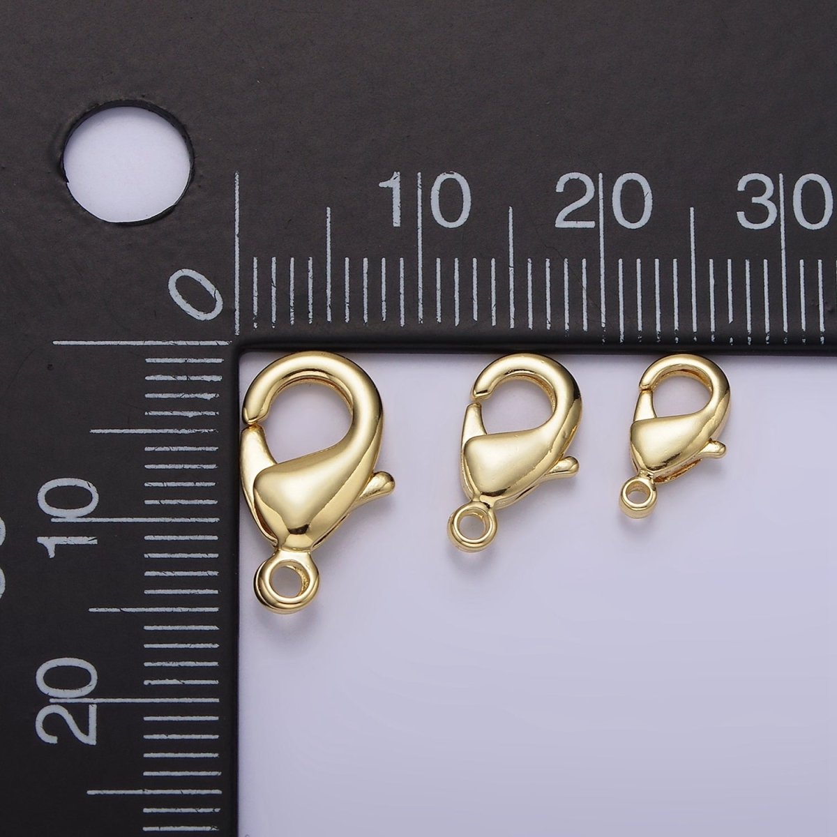 14K Gold Filled 15mm, 12mm, 10mm Lobster Claw Clasps Closure Findings Supply | Z-533 - Z-535 - DLUXCA