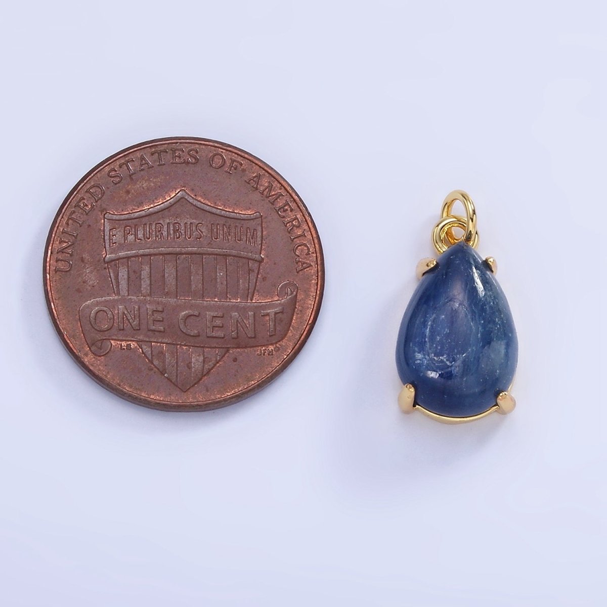 14K Gold Filled 15mm Blue Kyanite Gemstone Teardrop Charm | AG751 - DLUXCA