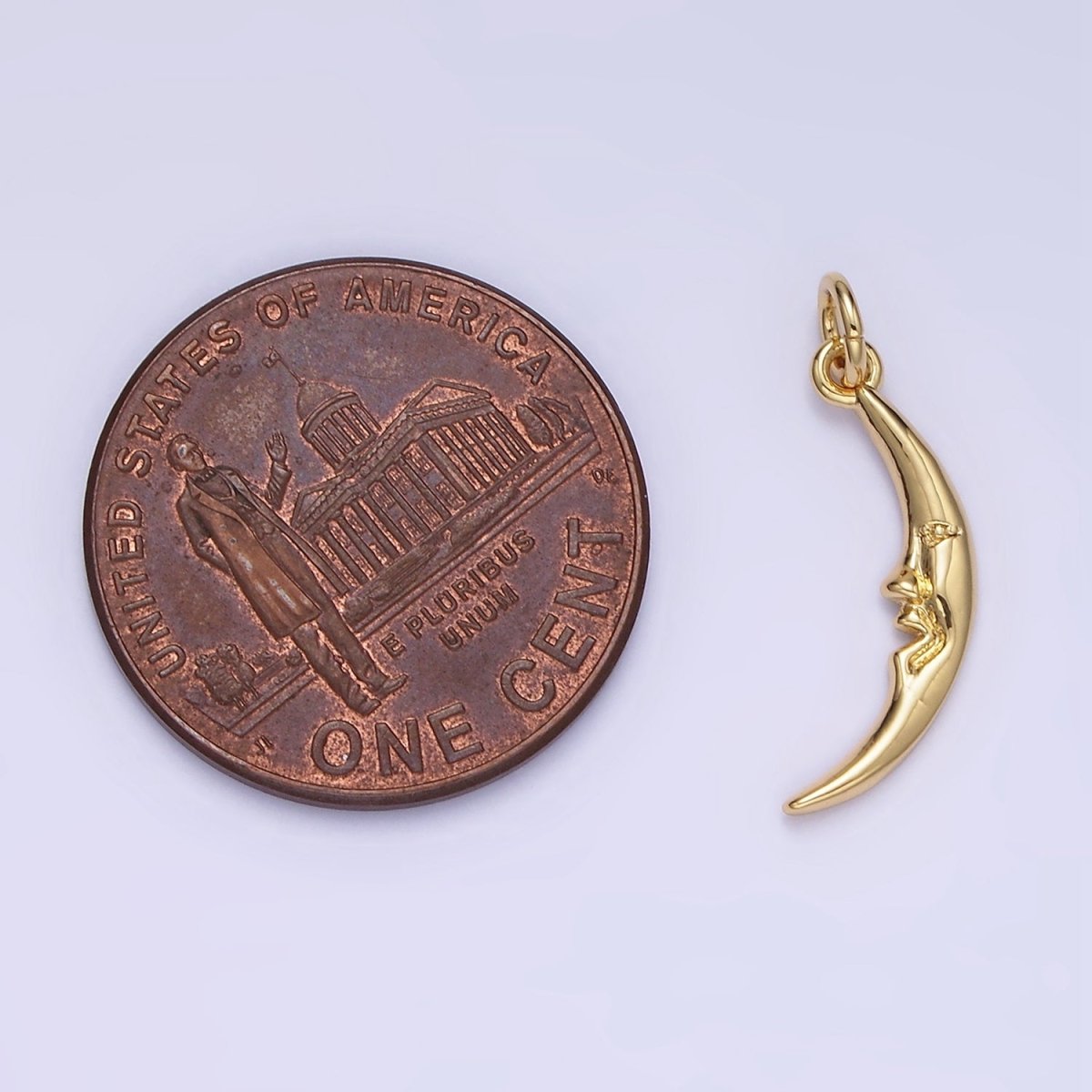 14K Gold Filled 15mm Celestial Crescent Moon Face Charm | AG637 - DLUXCA