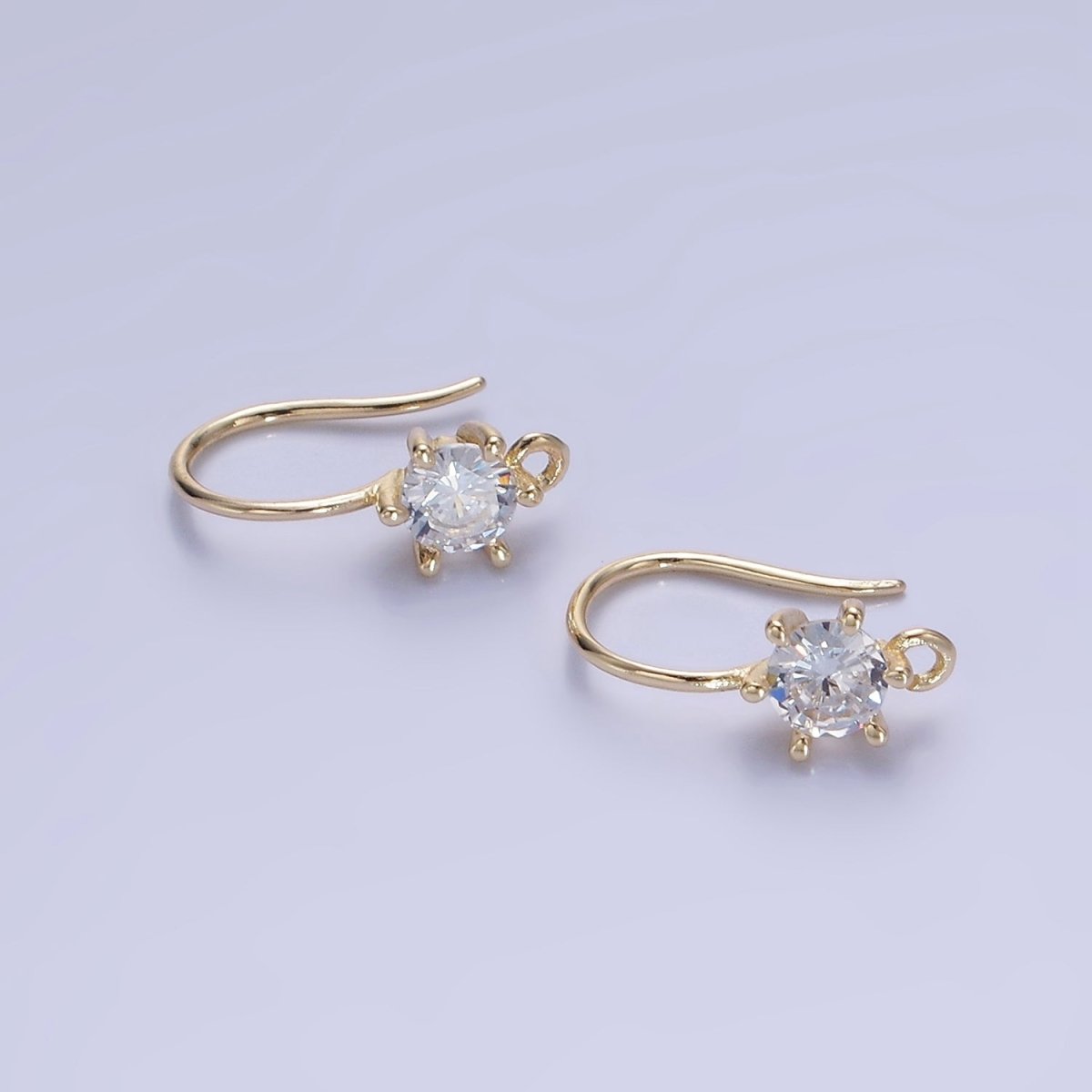 14K Gold Filled 15mm Clear CZ Flower French Hook Earrings Findings | Z754 - DLUXCA