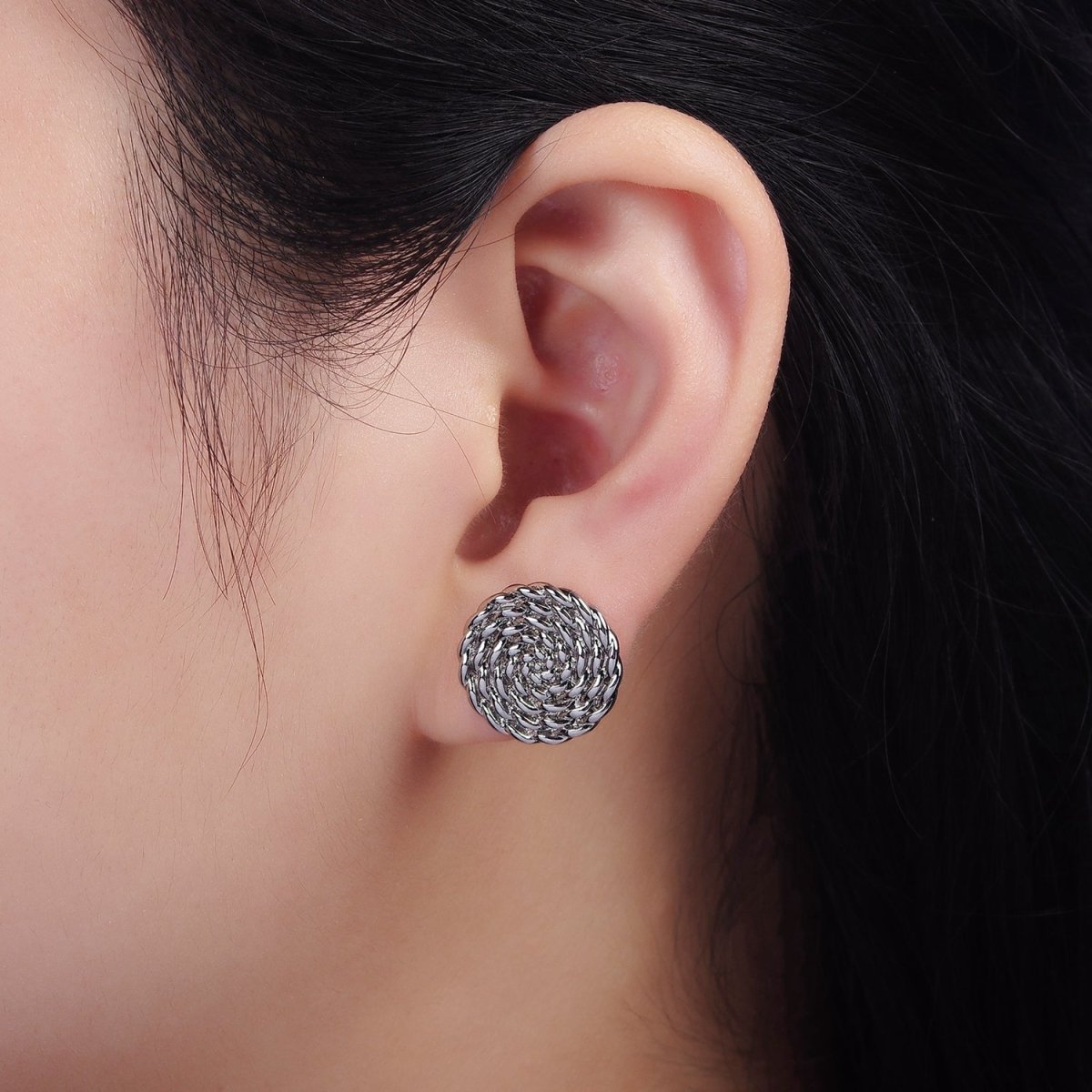 14K Gold Filled 15mm Croissant Circle Round Minimalist Stud Earrings in Gold & Silver | V481 V482 - DLUXCA