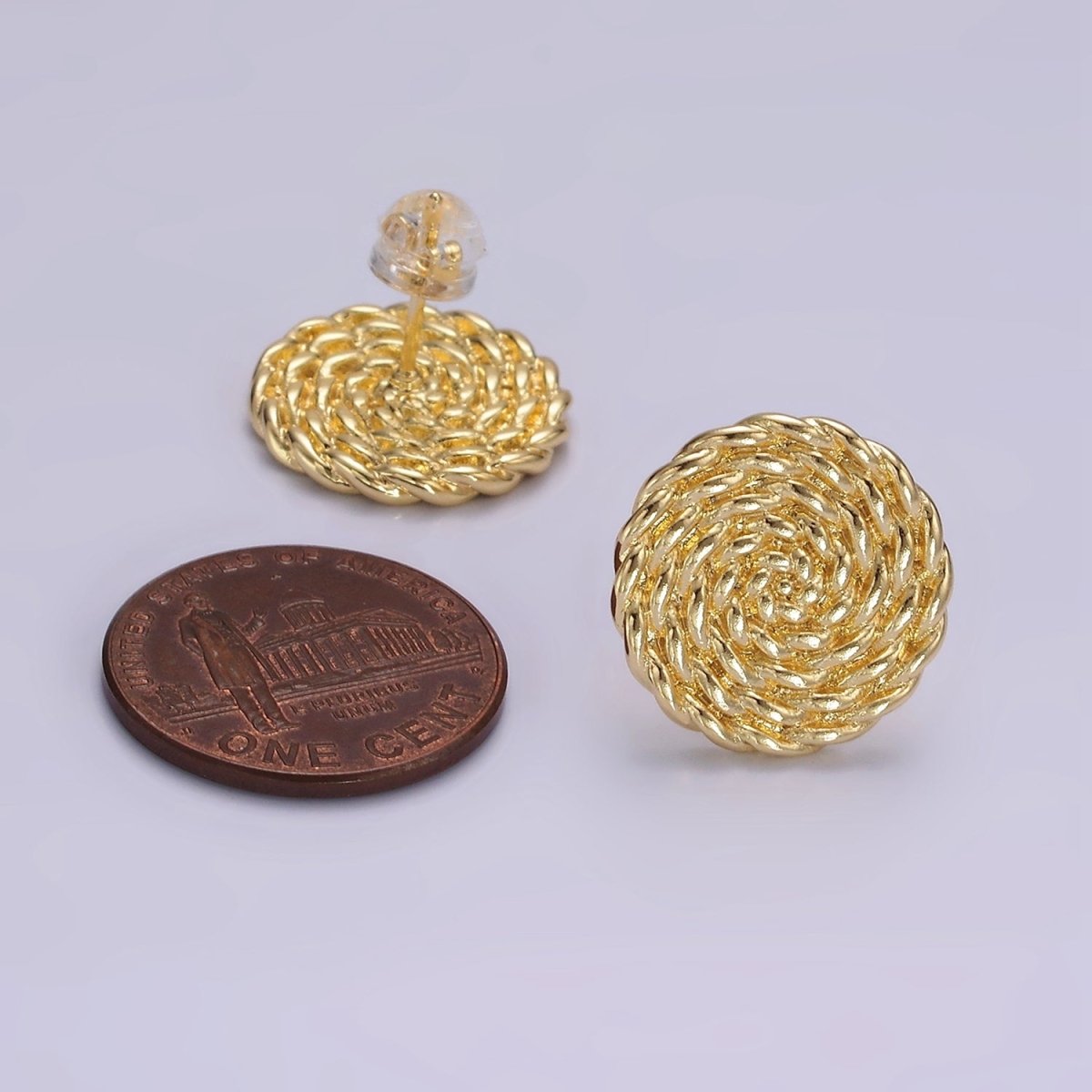 14K Gold Filled 15mm Croissant Circle Round Minimalist Stud Earrings in Gold & Silver | V481 V482 - DLUXCA