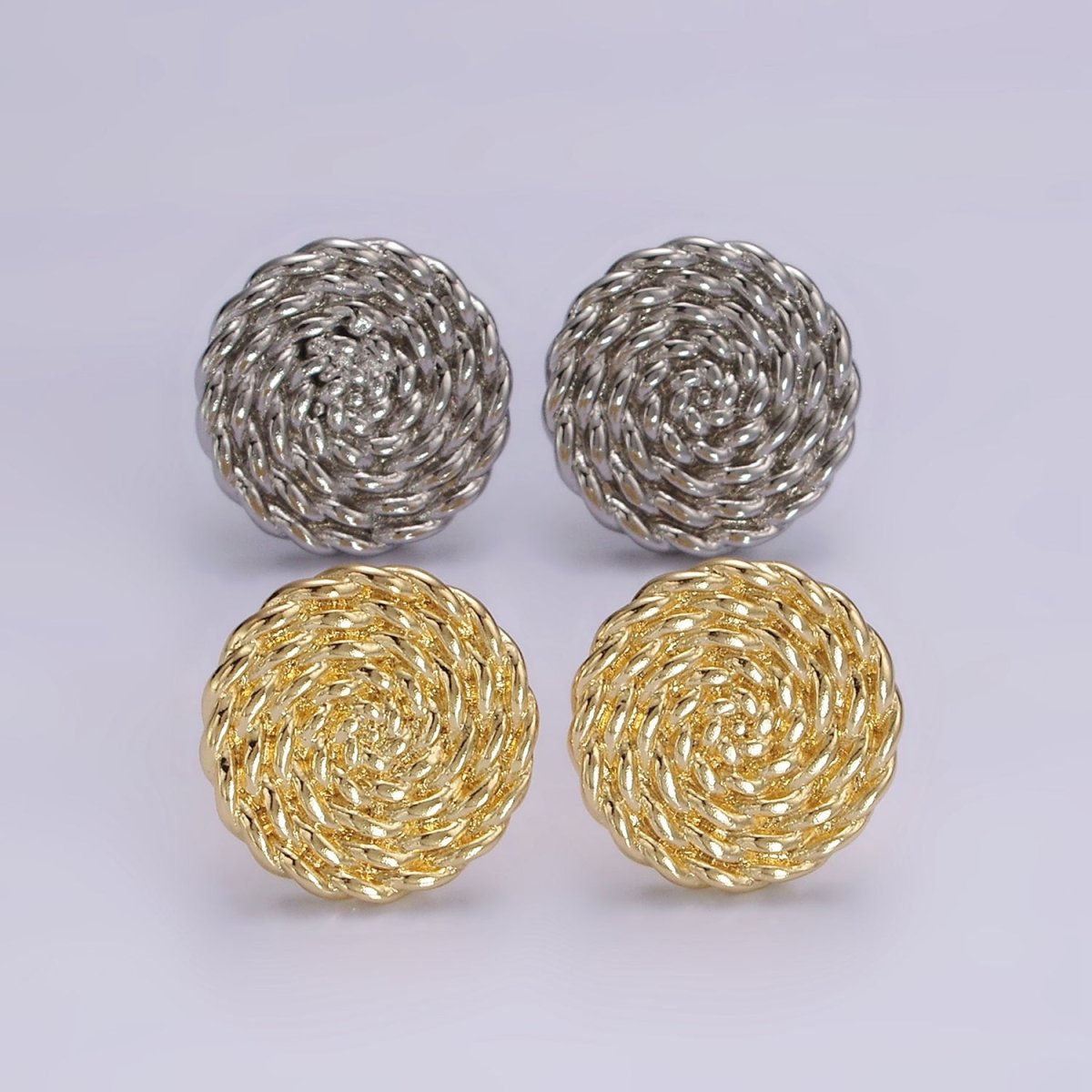 14K Gold Filled 15mm Croissant Circle Round Minimalist Stud Earrings in Gold & Silver | V481 V482 - DLUXCA