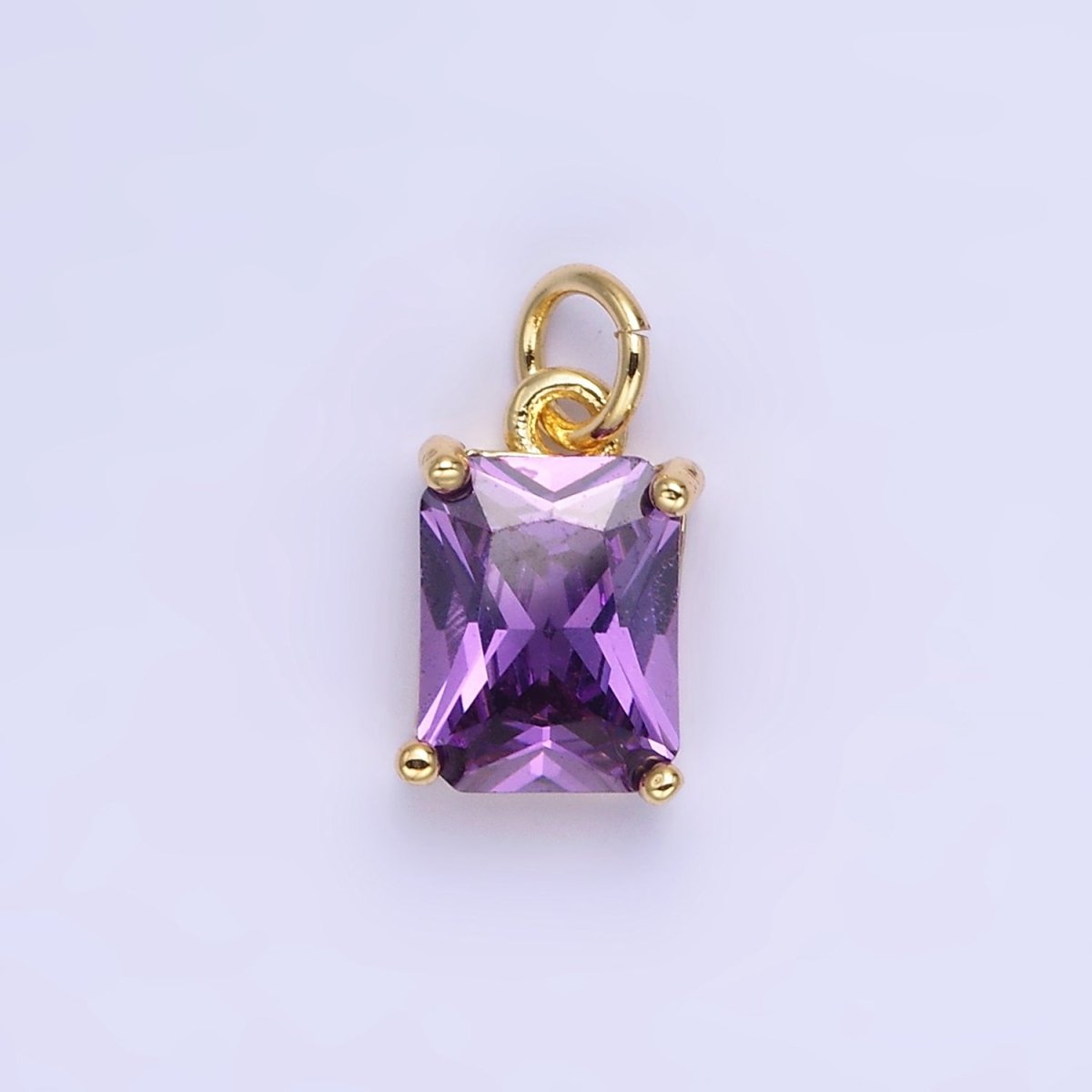 14K Gold Filled 15mm CZ Cubic Zirconia Baguette Charm in Gold & Silver | W607 - W622 - DLUXCA