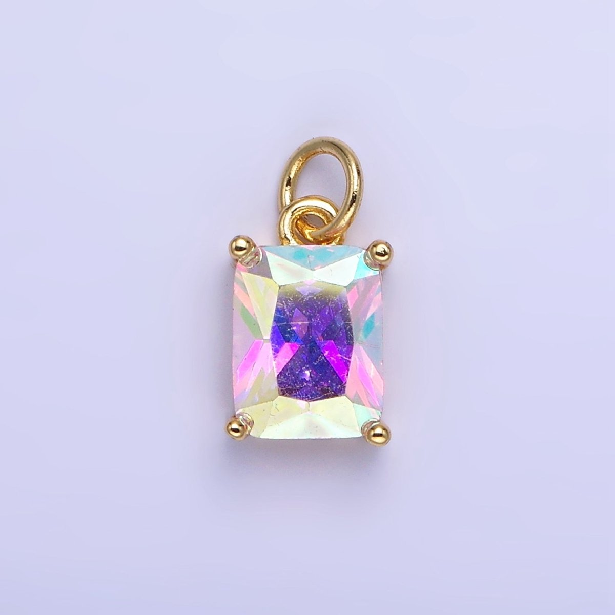 14K Gold Filled 15mm CZ Cubic Zirconia Baguette Charm in Gold & Silver | W607 - W622 - DLUXCA