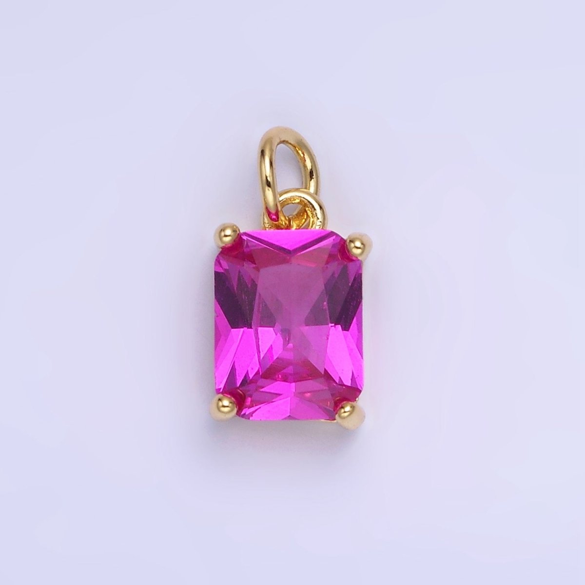 14K Gold Filled 15mm CZ Cubic Zirconia Baguette Charm in Gold & Silver | W607 - W622 - DLUXCA