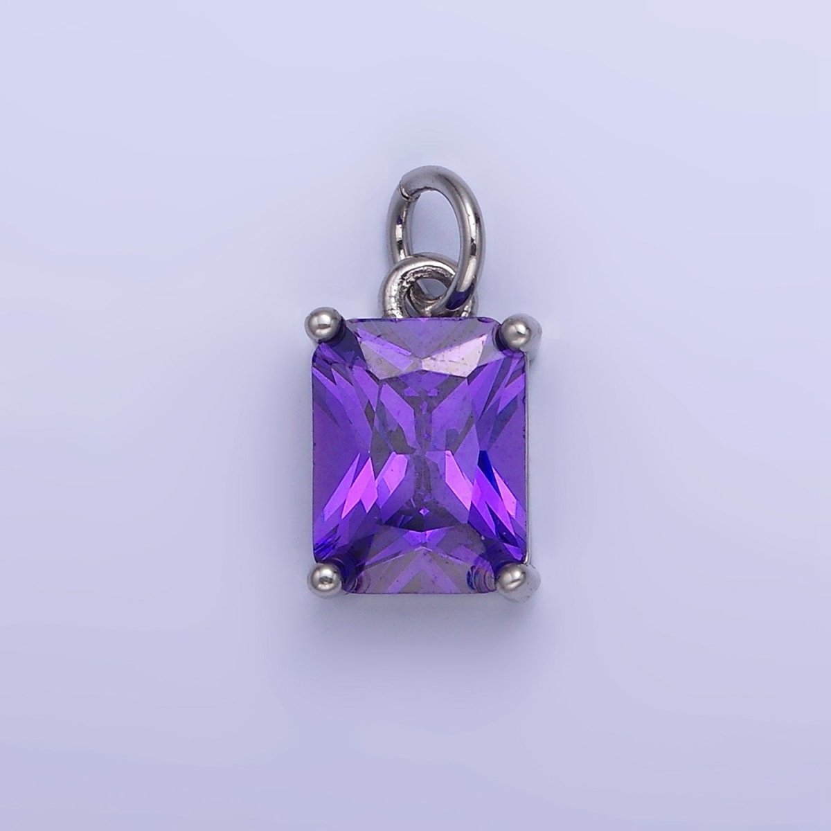 14K Gold Filled 15mm CZ Cubic Zirconia Baguette Charm in Gold & Silver | W607 - W622 - DLUXCA