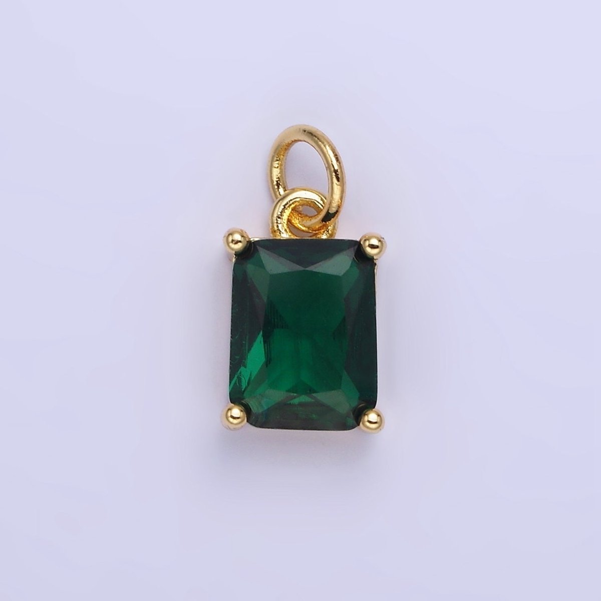 14K Gold Filled 15mm CZ Cubic Zirconia Baguette Charm in Gold & Silver | W607 - W622 - DLUXCA