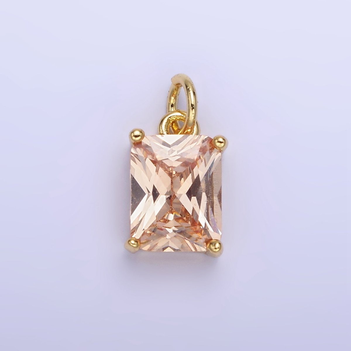 14K Gold Filled 15mm CZ Cubic Zirconia Baguette Charm in Gold & Silver | W607 - W622 - DLUXCA