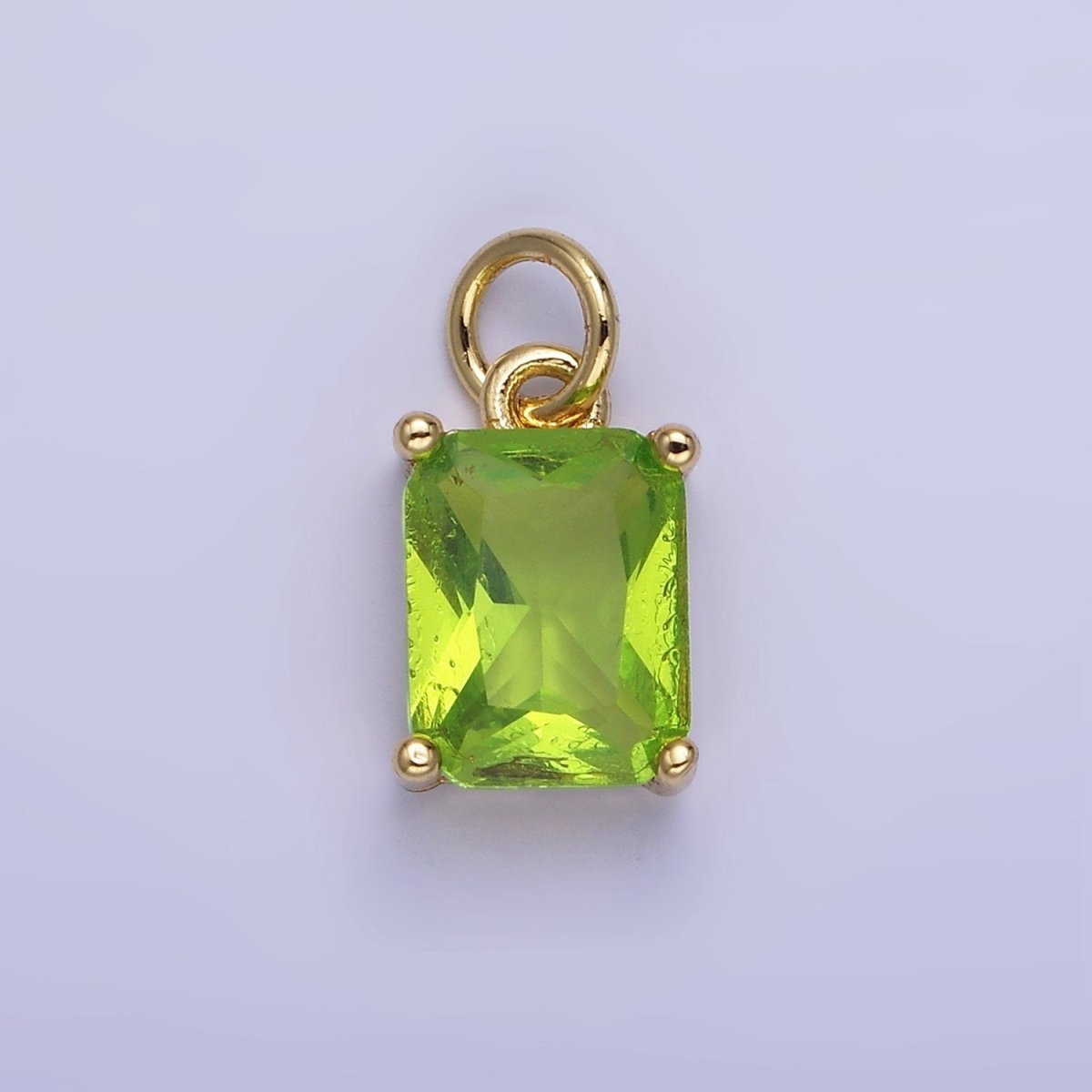 14K Gold Filled 15mm CZ Cubic Zirconia Baguette Charm in Gold & Silver | W607 - W622 - DLUXCA