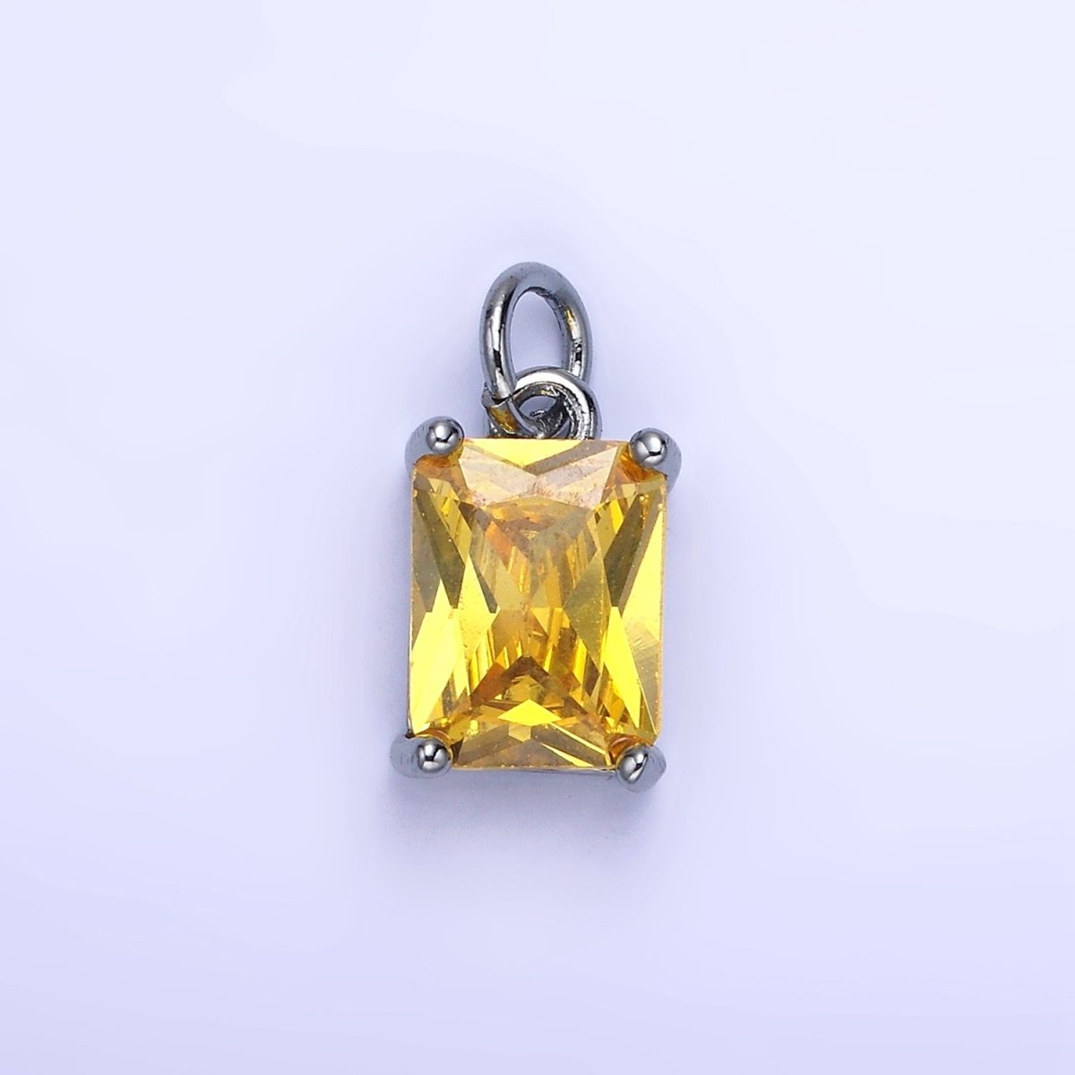 14K Gold Filled 15mm CZ Cubic Zirconia Baguette Charm in Gold & Silver | W607 - W622 - DLUXCA