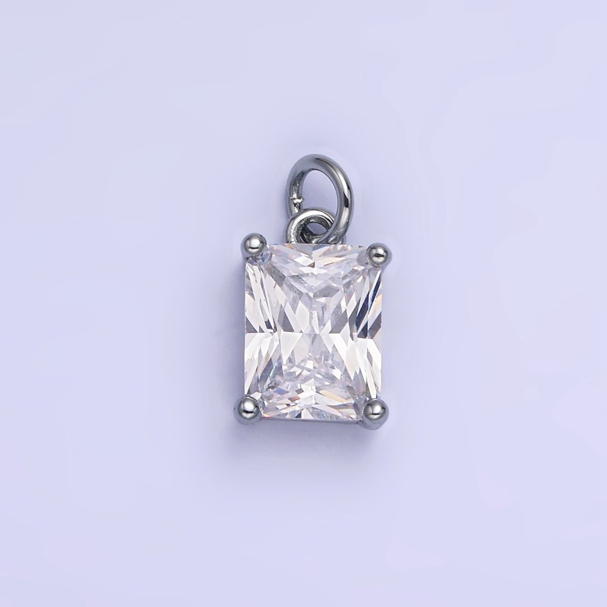 14K Gold Filled 15mm CZ Cubic Zirconia Baguette Charm in Gold & Silver | W607 - W622 - DLUXCA