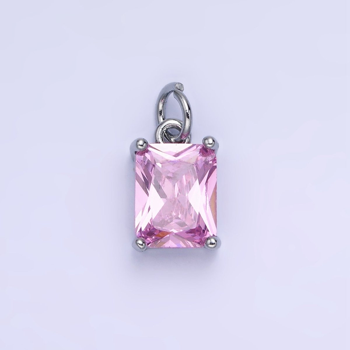 14K Gold Filled 15mm CZ Cubic Zirconia Baguette Charm in Gold & Silver | W607 - W622 - DLUXCA