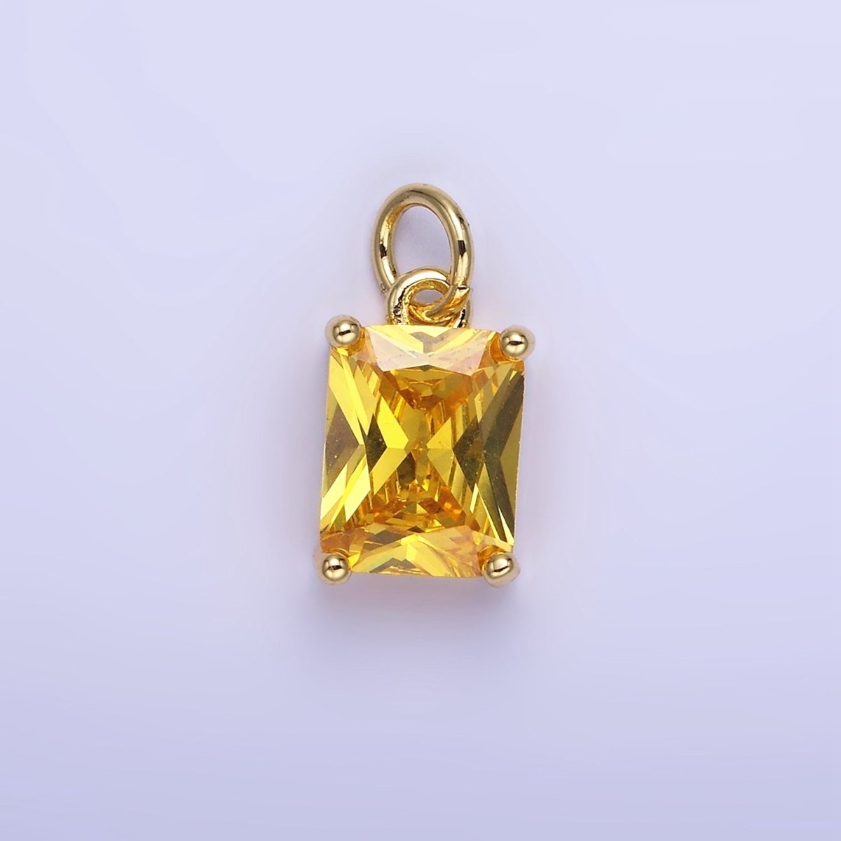 14K Gold Filled 15mm CZ Cubic Zirconia Baguette Charm in Gold & Silver | W607 - W622 - DLUXCA