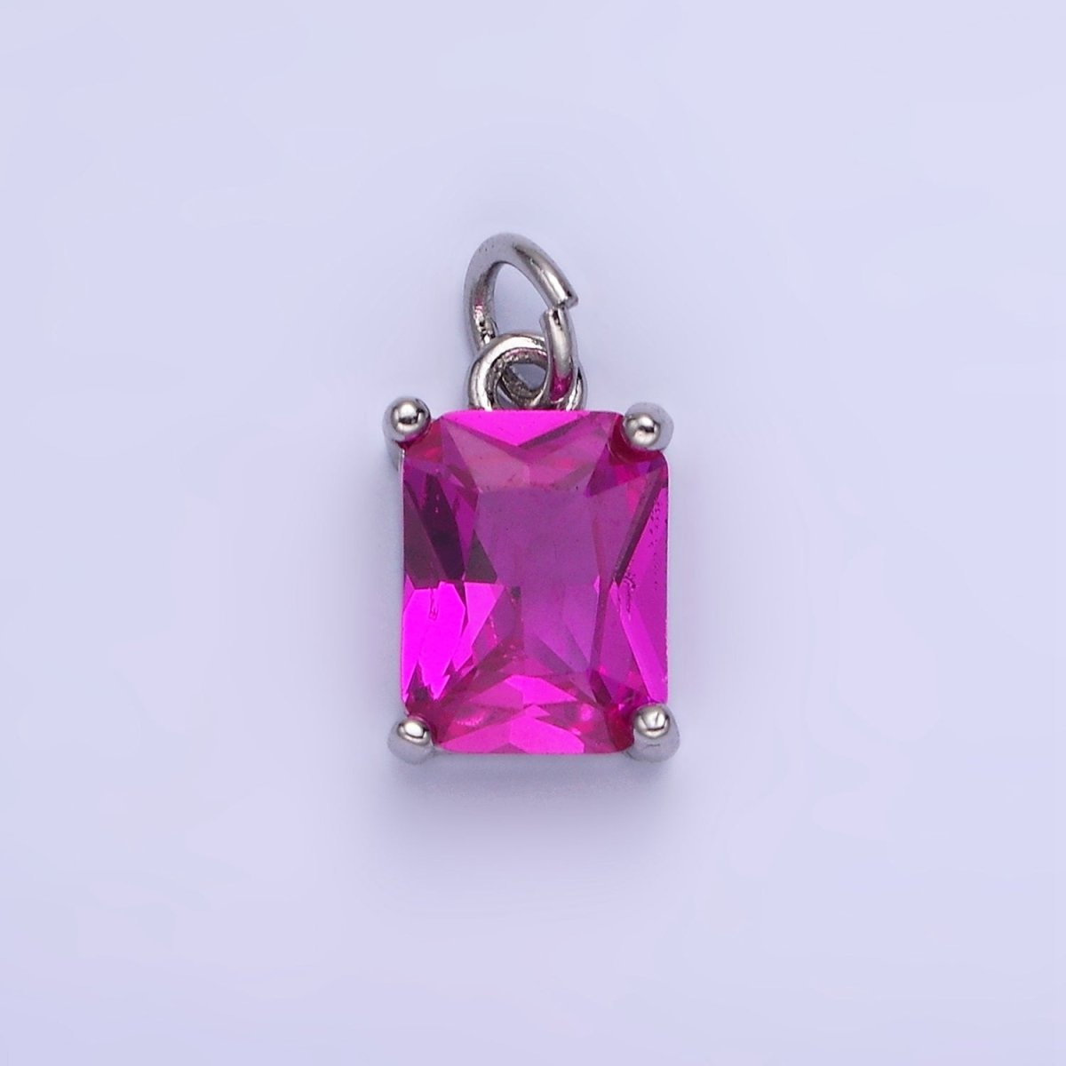 14K Gold Filled 15mm CZ Cubic Zirconia Baguette Charm in Gold & Silver | W607 - W622 - DLUXCA