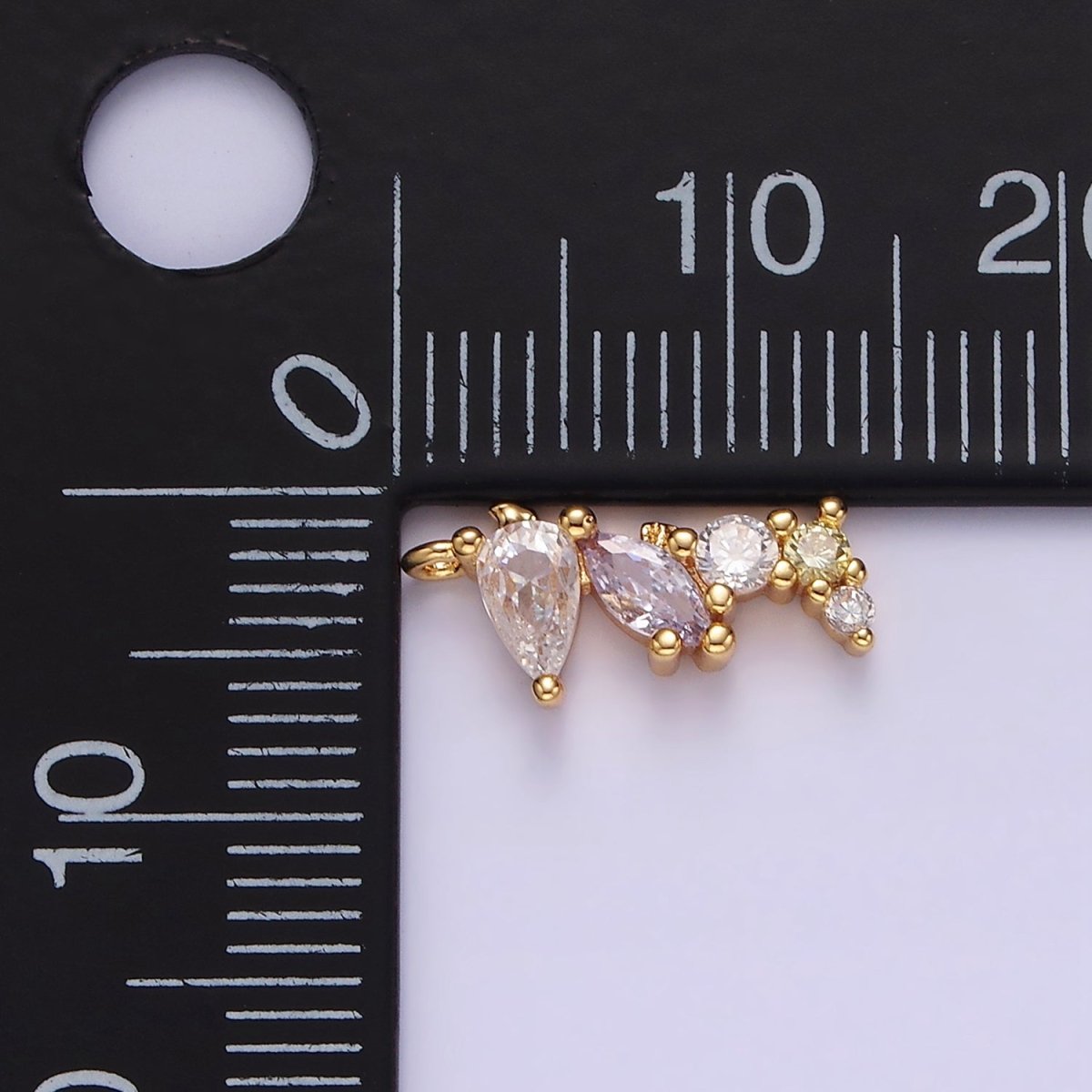 14K Gold Filled 15mm CZ Multicolor Teardrop Marquise Round Abstract Mini Add-On Charm | AC821 - DLUXCA