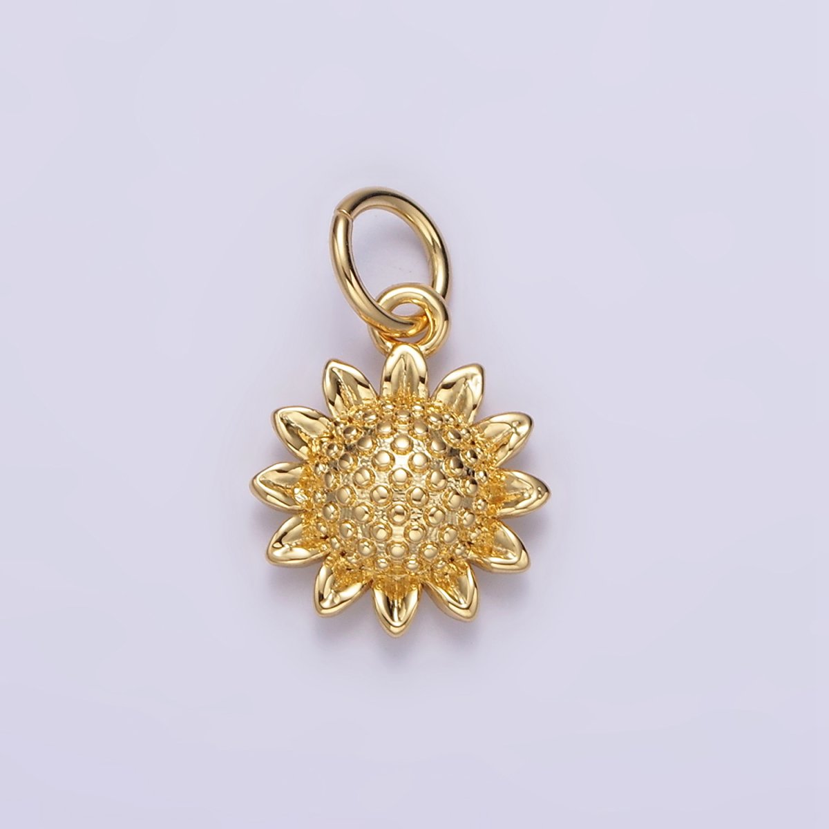 14K Gold Filled 15mm Dotted Sunflower Nature Charm in Gold & Silver | N1110 N1111 - DLUXCA