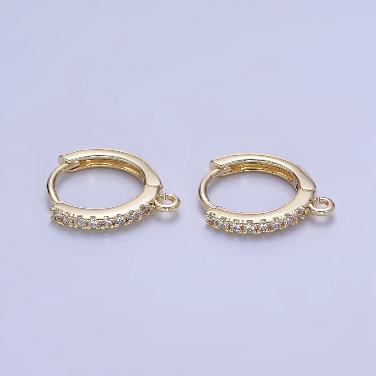 14K Gold Filled 15mm Micro Paved Huggie Earring Findings in Gold & Silver | Z745 Z746 - DLUXCA