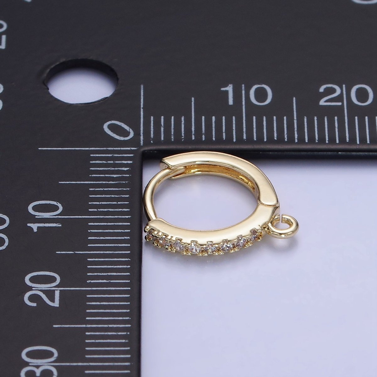 14K Gold Filled 15mm Micro Paved Huggie Earring Findings in Gold & Silver | Z745 Z746 - DLUXCA