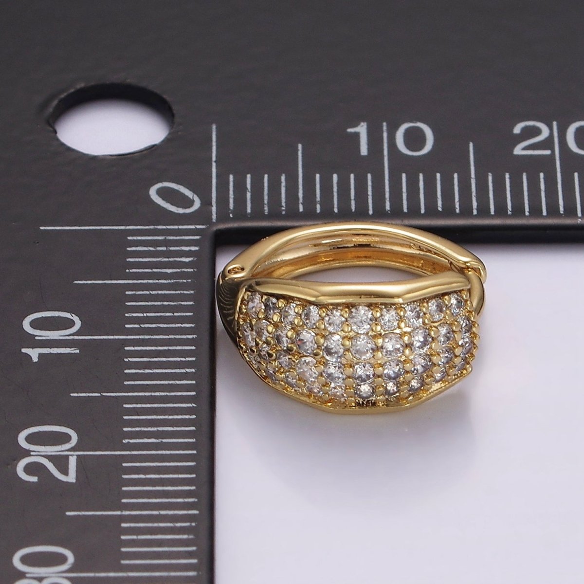 14K Gold Filled 15mm Micro Paved Wide Huggie Earrings | AB1130 - DLUXCA