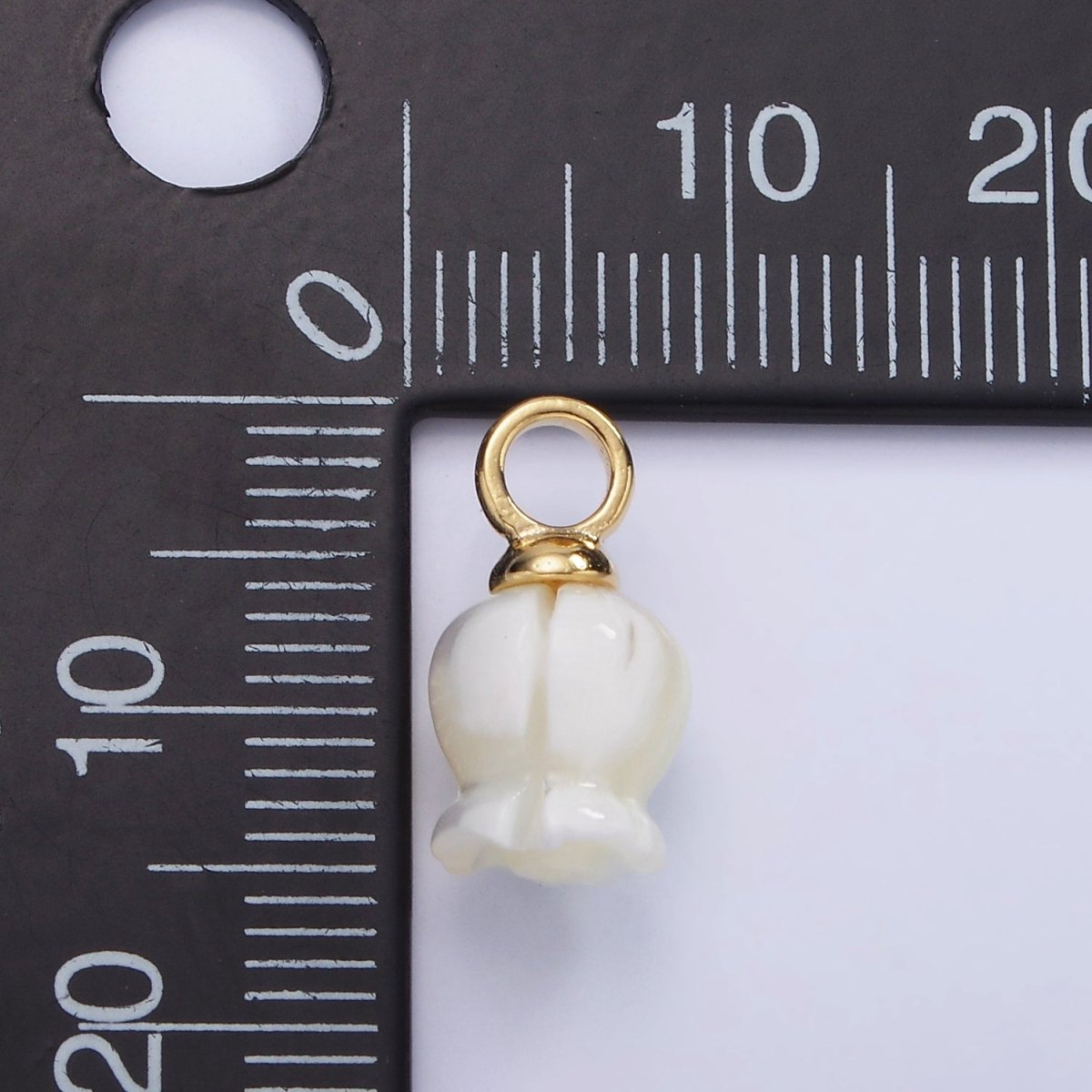 14K Gold Filled 15mm Rose Bud Flower Shell Pearl Drop Pendant | AG689 - DLUXCA