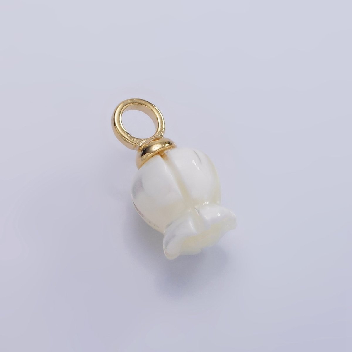 14K Gold Filled 15mm Rose Bud Flower Shell Pearl Drop Pendant | AG689 - DLUXCA