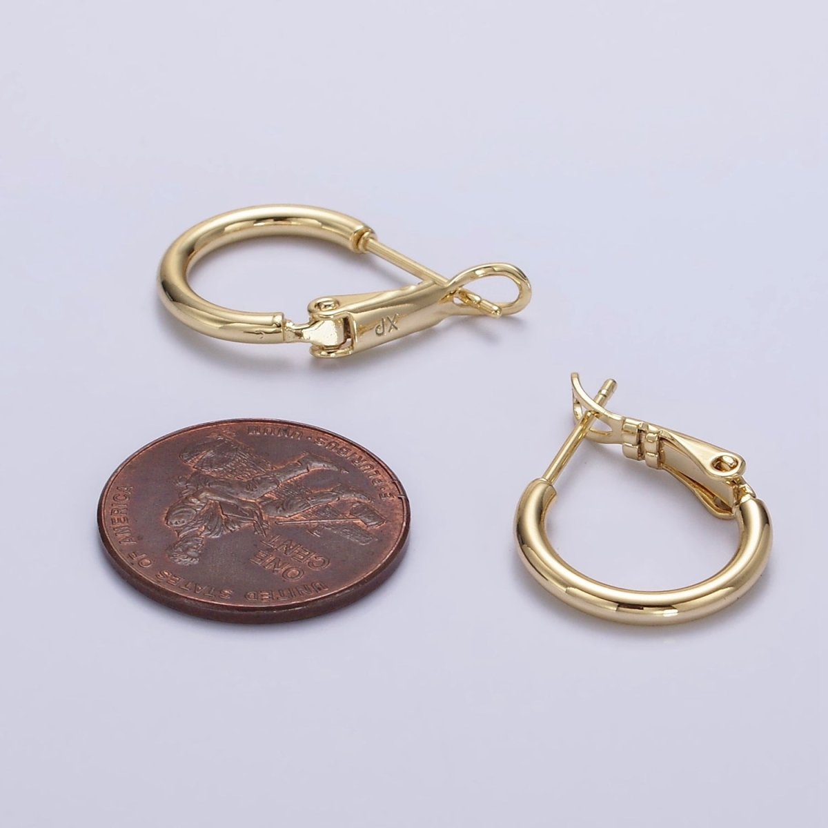 14K Gold Filled 15mm Round Chubby Hinge Hoop Earrings | AE875 - DLUXCA