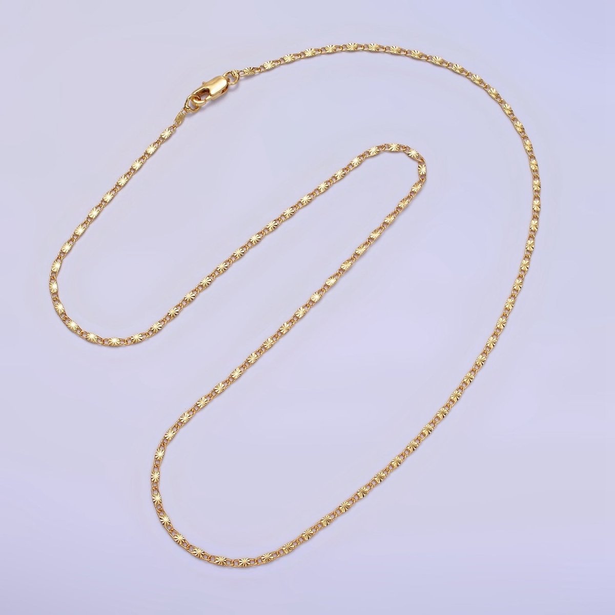 14K Gold Filled 1.5mm Sunburst Scroll Link 18, 20 Inch Layering Chain Necklace | WA-2208 WA-2209 Clearance Pricing - DLUXCA