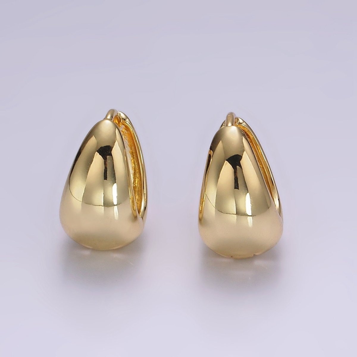 14K Gold Filled 15mm Teardrop Dome Minimalist Huggie Earrings | V474 - DLUXCA