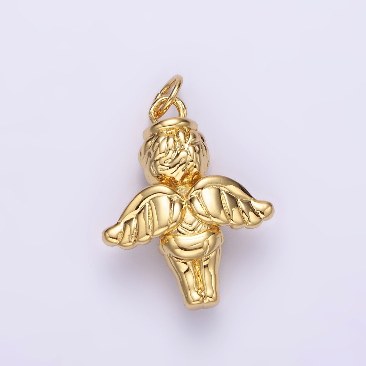 14K Gold Filled 16.5mm Standing Cherub Baby Angel Puffed Charm in Silver & Gold | N1511 N1512 - DLUXCA