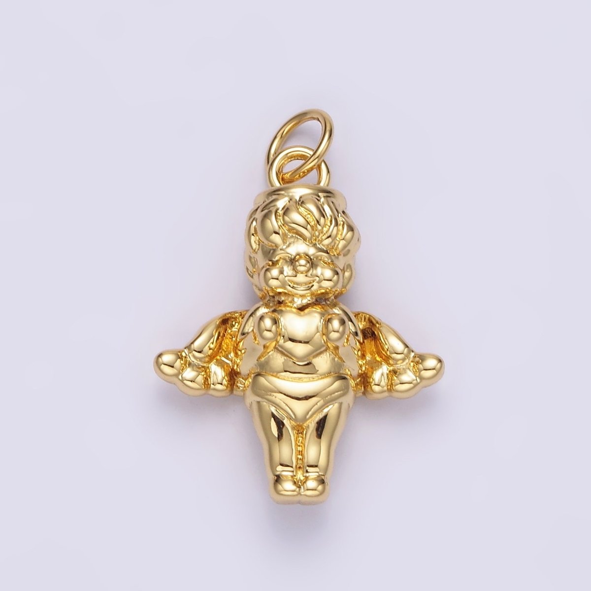14K Gold Filled 16.5mm Standing Cherub Baby Angel Puffed Charm in Silver & Gold | N1511 N1512 - DLUXCA
