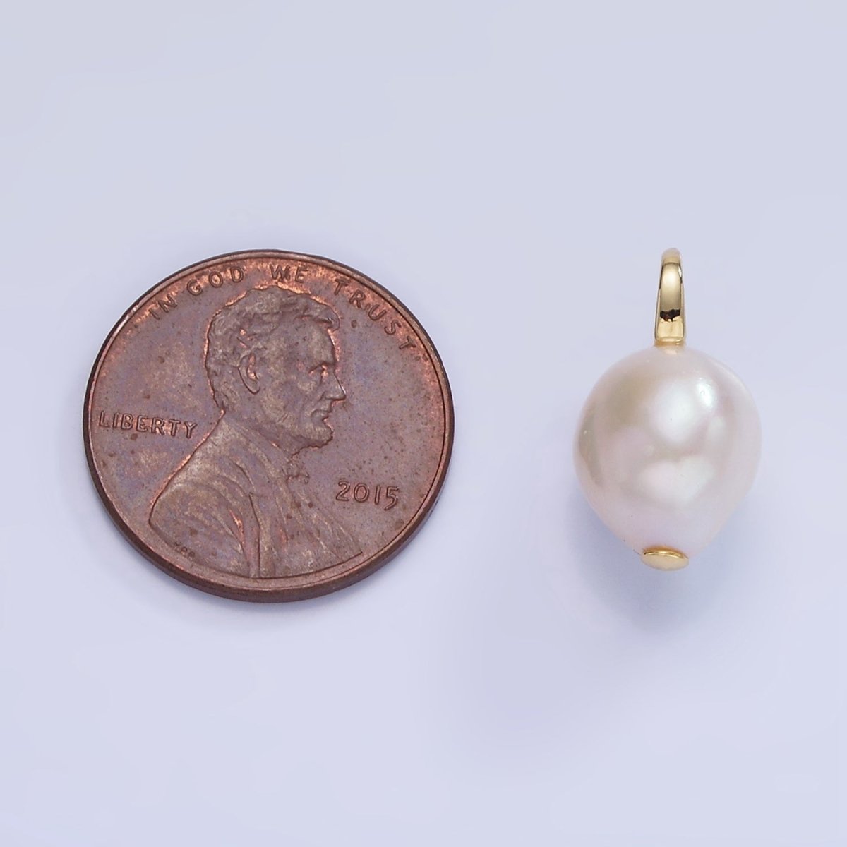 14K Gold Filled 16mm Baroque Freshwater Pearl Drop Pendant | P1728 - DLUXCA