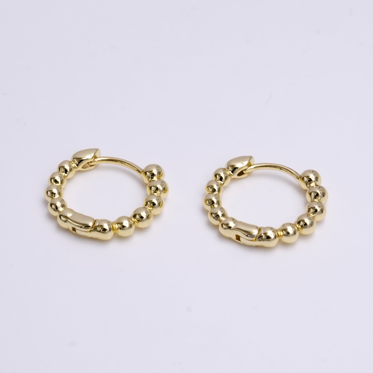 14K Gold Filled 16mm Beaded Bubble Ball Huggie Earrings | Y-936 - DLUXCA
