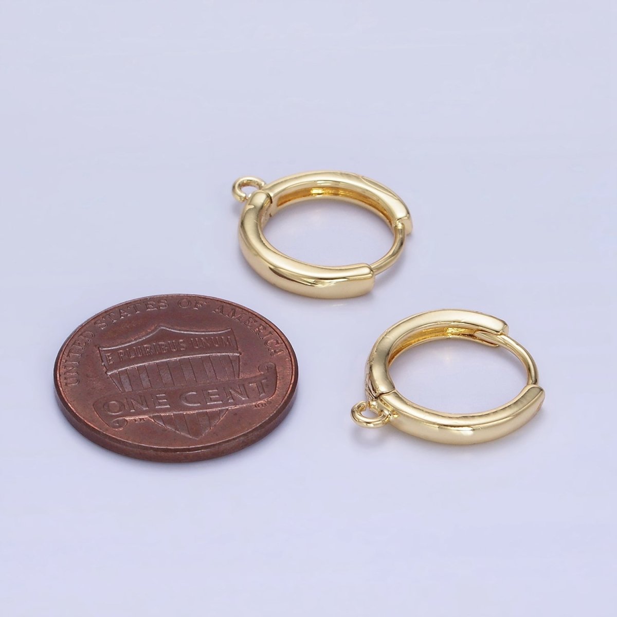 14K Gold Filled 16mm Minimalist Open Loop Huggie Earring Findings | Z770 - DLUXCA