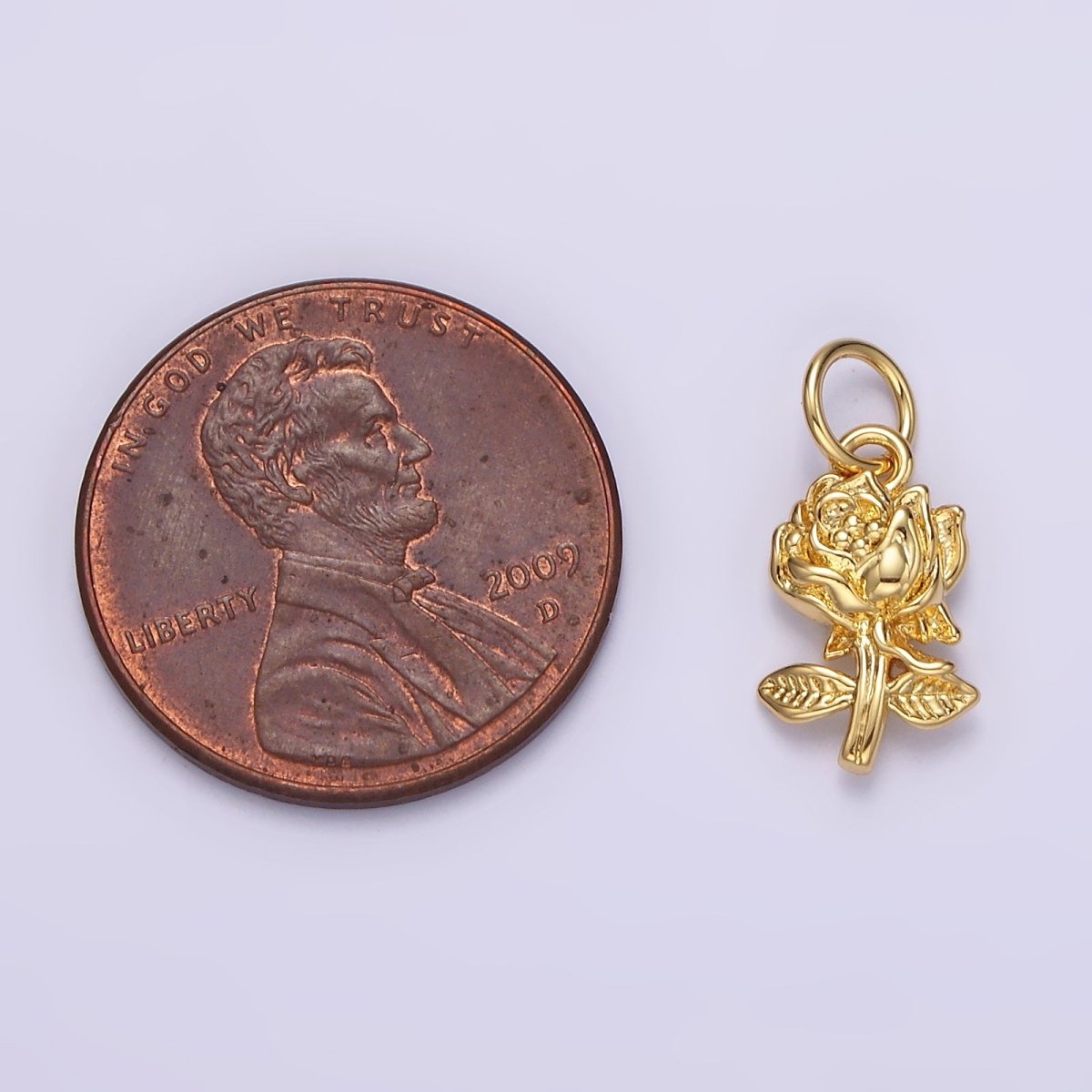 14K Gold Filled 16mm Rose Flower Nature Charm in Gold & Silver | N1112 N1113 - DLUXCA