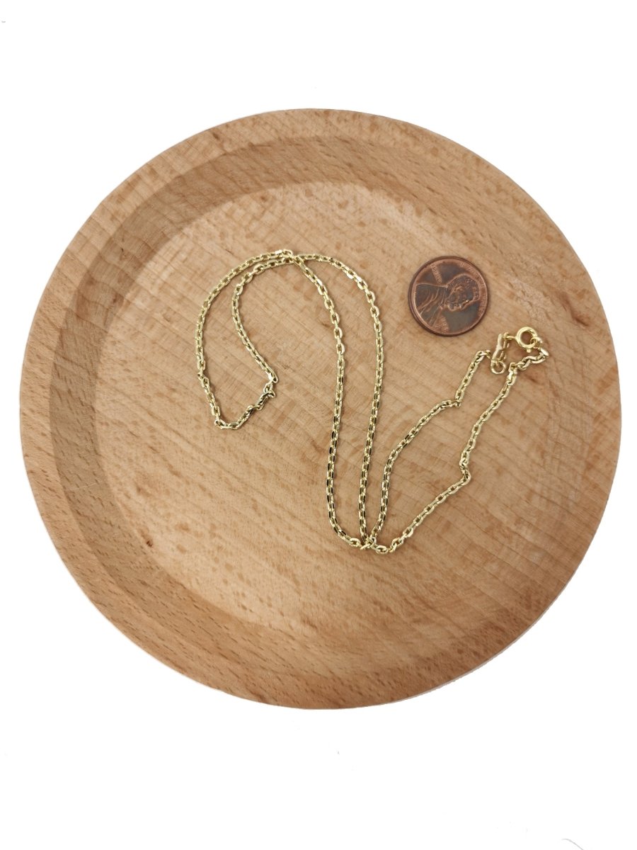 14K Gold Filled 17.0'' Ready to Use Thin Rolo Necklace Chain, Layering Rolo Chain, Dainty 1.5mm Necklace w/ Spring Ring | CN-616 - DLUXCA